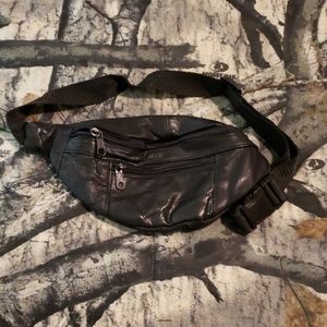 Black leather fanny pack